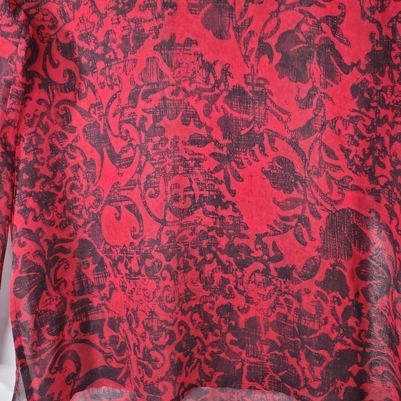 Chico's Embellished 100% Silk Baka Tunic Blouse Red Black Size 0 / Small - Picture 4 of 10